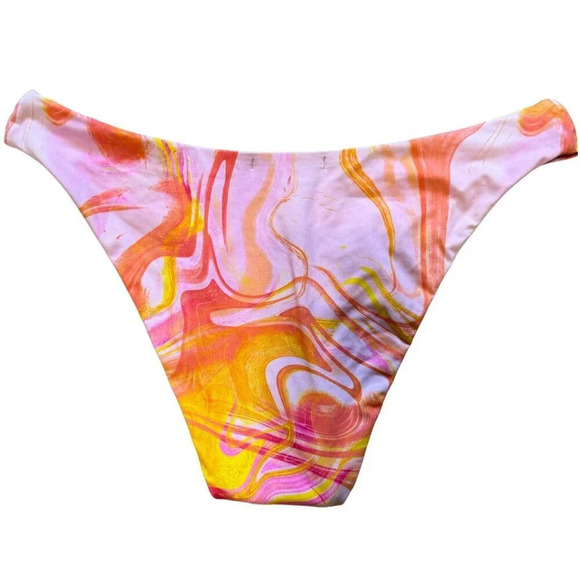AQUA SWIM Swirl Print Scoop Front Bikini Swim Suit Bottom Cheeky NWT Small - Picture 4 of 6